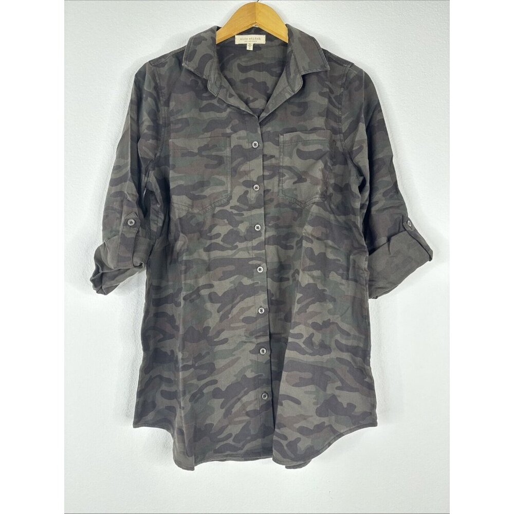 Side Stitch Button Front Tunic With Roll Tab Slee… - image 4